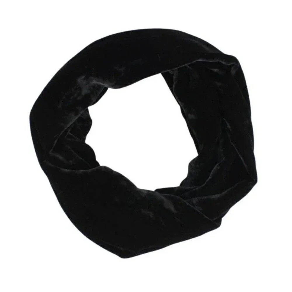 Dana Herbert Silk Velvet Infinity Scarf Black Luxury Handmade in USA
